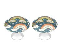 KLJHNVBM Moon Collage Pattern Kitchen Cabinet Handles 2 Pack Modern Stainless Steel Drawer Pulls 1.1" Solid Round Dresser Drawer Knobs for Dressers Kitchens with Screwm