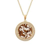 KLJHNVBM - Multi-color diamond alloy choker with brown and white color pattern, round necklace with pendant fashion jewelry for her mother and wife, One size, Metal, No Gemstone