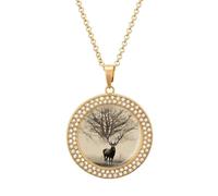 KLJHNVBM - Multicolor Alloy Abstract Tree Elk Choker Necklace Round Design Fashion Jewelry Necklace Gift for Her Mother Wife, One size, Metal, No Gemstone