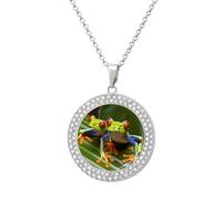 KLJHNVBM - Multicolor Alloy Diamond Choker Necklace with Round Design and Red Eyes Tree Frog Design Jewelry Gift for Her Mother Wife, One size, Metal, No Gemstone