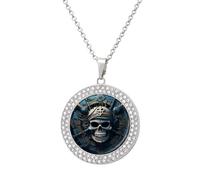 KLJHNVBM - Multicolor Alloy Pirate Skeleton Choker Necklace with Round Pattern Round Pattern Fashion Jewelry Gift for Her Mother Wife, One size, Metal, No Gemstone