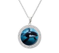 KLJHNVBM - Multicolor Diamond Alloy Choker Necklace with Round Design and Killer Whale Pendant, Fashion Jewelry Gift for Her Mother Wife, One size, Metal, No Gemstone