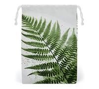 KLJHNVBM Natural Plant Silhouette Fern Leaf Gift Bag, 12 * 18cm Double-Sided Print Canvas Drawstring Bag - Reusable Multi-Purpose Storage Sack for Travel, Snacks & Jewelry