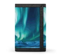 KLJHNVBM Northern Lights Trifold Wallet for Men - Money Clip Slim Wallets with Multiple Card Slots Minimalist Small Front Pocket Wallet for Everyday Carry
