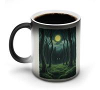 KLJHNVBM Novelty Color Changing Mug 12 Oz, Magic Heat Sensitive Ceramic Coffee Cup, Late Night Forest Coffee Mug for Office Home & Gifts