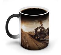 KLJHNVBM Novelty Color Changing Mug 12 Oz, Magic Heat Sensitive Ceramic Coffee Cup, Train And Railway Coffee Mug for Office Home & Gifts