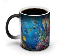 KLJHNVBM Novelty Color Changing Mug 12 Oz, Magic Heat Sensitive Ceramic Coffee Cup, Underwater Coral Reef Coffee Mug for Office Home & Gifts