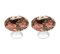 KLJHNVBM Opossum and Roses Kitchen Cabinet Handles 2 Pack Modern Stainless Steel Drawer Pulls 1.1" Solid Round Dresser Drawer Knobs for Dressers Kitchens with Screwm