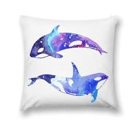 KLJHNVBM Orca Killer Whale Throw Pillow Covers 24 "x24 - Soft Short Plush Decorative Throw Pillow Cases Double-Sided Pillowcase Square Cushion Covers for Couch Sofa Bedroom Car