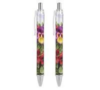 KLJHNVBM Pansy Perfection Ballpoint Pens - Black Ink Fine Point 0.5mm Pens, Smooth Writing & Comfortable Grip for Office Home, Durable PC Material, Great Gift Idea
