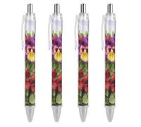 KLJHNVBM Pansy Perfection Ballpoint Pens - Black Ink Fine Point 0.5mm Pens, Smooth Writing & Comfortable Grip for Office Home, Durable PC Material, Great Gift Idea
