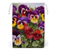 KLJHNVBM Pansy Perfection Gift Bag, 20 * 25cm Double-Sided Print Canvas Drawstring Bag - Reusable Multi-Purpose Storage Sack for Travel, Snacks & Jewelry