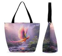 KLJHNVBM Phoenix Is Flying Tote Bag for Women with Zipper, Lightweight Oxford Pool Tote Bag Reusable Grocery Bags Shopping Bags Small Medium Handbags for Travel, Work, Gym