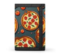 KLJHNVBM Pizza Food Trifold Wallet for Men - Money Clip Slim Wallets with Multiple Card Slots Minimalist Small Front Pocket Wallet for Everyday Carry