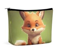KLJHNVBM Portable Travel Makeup Bag, Lightweight Cosmetic Organizer with Zipper Waterproof PU Leather Toiletry Bag, Cute Little Fox Cosmetic Bags for Women