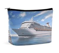 KLJHNVBM Portable Travel Makeup Bag, Lightweight Cosmetic Organizer with Zipper Waterproof PU Leather Toiletry Bag, Seaside Cruise Ship Cosmetic Bags for Women