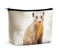 KLJHNVBM Portable Travel Makeup Bag, Lightweight Cosmetic Organizer with Zipper Waterproof PU Leather Toiletry Bag, Wild Meerkats Cosmetic Bags for Women