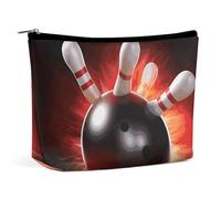 KLJHNVBM Portable Travel Makeup Bag, Lightweight Cosmetic Organizer with Zipper Waterproof PU Leather Toiletry Bag, Bowling Ball Cosmetic Bags for Women