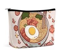 KLJHNVBM Portable Travel Makeup Bag, Lightweight Cosmetic Organizer with Zipper Waterproof PU Leather Toiletry Bag, Delicious Sweet Ramen Cosmetic Bags for Women