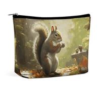 KLJHNVBM Portable Travel Makeup Bag, Lightweight Cosmetic Organizer with Zipper Waterproof PU Leather Toiletry Bag, Squirrel Eats Nuts-png Cosmetic Bags for Women