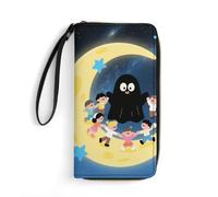 KLJHNVBM PU Leather Wristlet Wallet for Women Men Black Cute Ghost Clutch Small Purse with Card Slots for Travel