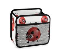 KLJHNVBM Red Ladybug Car Seat Organizer - PU Leather Car Backseat Organizer with Storage Pockets, Adjustable Straps, Universal Vehicle Back Seat Hanging Storage Box, Travel Accessories