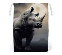 KLJHNVBM Rhino Gift Bag, 20 * 25cm Double-Sided Print Canvas Drawstring Bag - Reusable Multi-Purpose Storage Sack for Travel, Snacks & Jewelry