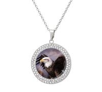 KLJHNVBM - Round Design Bald Eagle Multicolor Diamond Alloy Choker Necklace Fashion Jewelry Gift for Her Mother Wife, One size, Metal, No Gemstone