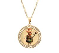 KLJHNVBM - Round Pattern Diamond Alloy Multicolor Bagpipe Scottish Cartoon Choker Necklace Fashion Jewelry Gift for Her Mother Wife, One size, Metal, No Gemstone