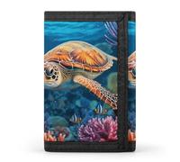 KLJHNVBM Sea Turtle Tropical Fish Starfish Trifold Wallet for Men - Money Clip Slim Wallets with Multiple Card Slots Minimalist Small Front Pocket Wallet for Everyday Carry