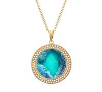 KLJHNVBM - Shiny Multicolor Diamond Alloy Choker Necklace Aqua Blue Turquoise Round Pendant Round Pattern Fashion Jewelry Gift for Her Mother Wife, One size, Metal, No Gemstone