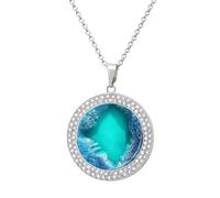 KLJHNVBM - Shiny Multicolor Diamond Alloy Choker Necklace Aqua Blue Turquoise Round Pendant Round Pattern Fashion Jewelry Gift for Her Mother Wife, One size, Metal, No Gemstone