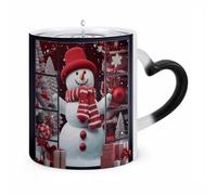 KLJHNVBM Snowman Outside The Window Color Changing Coffee Mugs 11 Oz Heat Changing Mug Magic Ceramic Mugs Novelty Tea Cup Hidden Message Coffee Mug for Birthday, Christmas, Funny Gifts