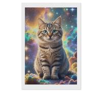 KLJHNVBM Square Diamond Painting Kit for Adults - 5D DIY Full Drill Wall Art Canvas Cat Sitting Inside Nebula Diamond Art for Beginner, Gift & Home Decor, No Frame 8"x12"