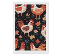 KLJHNVBM Square Diamond Painting Kit for Adults - 5D DIY Full Drill Wall Art Canvas Cute Rooster Chickens Diamond Art for Beginner, Gift & Home Decor, No Frame 8"x12"