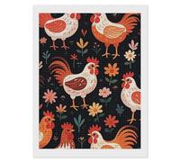 KLJHNVBM Square Diamond Painting Kit for Adults - 5D DIY Full Drill Wall Art Canvas Cute Rooster Chickens Diamond Art for Beginner, Gift & Home Decor, No Frame 12"x16"