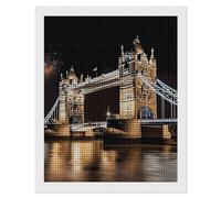 KLJHNVBM Square Diamond Painting Kit for Adults - 5D DIY Full Drill Wall Art Canvas Night London Tower Bridge Diamond Art for Beginner, Gift & Home Decor, No Frame 16"x20"