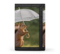KLJHNVBM Squirrel Hold A Umbrellas Trifold Wallet for Men - Money Clip Slim Wallets with Multiple Card Slots Minimalist Small Front Pocket Wallet for Everyday Carry