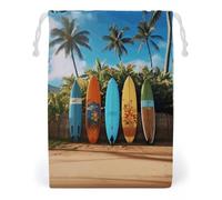 KLJHNVBM Surf's Up Surfboard Gift Bag, 20 * 25cm Double-Sided Print Canvas Drawstring Bag - Reusable Multi-Purpose Storage Sack for Travel, Snacks & Jewelry