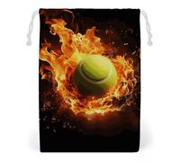 KLJHNVBM Tennis on Fire Gift Bag, 20 * 25cm Double-Sided Print Canvas Drawstring Bag - Reusable Multi-Purpose Storage Sack for Travel, Snacks & Jewelry