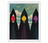 KLJHNVBM Terrible Witches Diamond Painting Kits, 5D Round Gem Art Kits for Beginners, DIY Full Drill Diamond Dots for Home Wall Decor & Gift 16"x20"