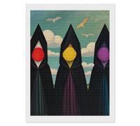 KLJHNVBM Terrible Witches Diamond Painting Kits, 5D Round Gem Art Kits for Beginners, DIY Full Drill Diamond Dots for Home Wall Decor & Gift 12"x16"