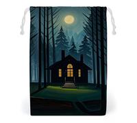 KLJHNVBM The Black Hut Gift Bag, 12 * 18cm Double-Sided Print Canvas Drawstring Bag - Reusable Multi-Purpose Storage Sack for Travel, Snacks & Jewelry