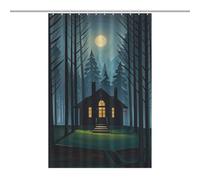 KLJHNVBM The Black Hut Shower Curtain with Hooks, Waterproof Polyester Fabric Bathroom Curtains Decorative Bath Curtain for Bathtub & Shower Stall - Machine Washable