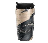 KLJHNVBM The Mysterious Crow Coffee Cup Tumbler 250ml, Leak-Proof Lid & Non-Slip Base for Hot And Cold Drinks, Reusable Insulated Travel Mug for Commute, Office, Outdoor