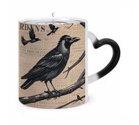 KLJHNVBM The Mysterious Crow Color Changing Coffee Mugs 11 Oz Heat Changing Mug Magic Ceramic Mugs Novelty Tea Cup Hidden Message Coffee Mug for Birthday, Christmas, Funny Gifts