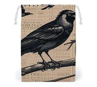 KLJHNVBM The Mysterious Crow Gift Bag, 12 * 18cm Double-Sided Print Canvas Drawstring Bag - Reusable Multi-Purpose Storage Sack for Travel, Snacks & Jewelry