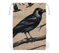 KLJHNVBM The Mysterious Crow Gift Bag, 20 * 25cm Double-Sided Print Canvas Drawstring Bag - Reusable Multi-Purpose Storage Sack for Travel, Snacks & Jewelry