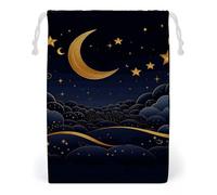 KLJHNVBM There Are Stars And Moon on It Gift Bag, 12 * 18cm Double-Sided Print Canvas Drawstring Bag - Reusable Multi-Purpose Storage Sack for Travel, Snacks & Jewelry