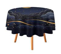 KLJHNVBM There are Stars and Moon on It Tablecloth 36x36in Round Table Cloth Durable Polyester, Washable Stain Resistant Table Cover for Indoor Outdoor (Picnic, Dining, Party)